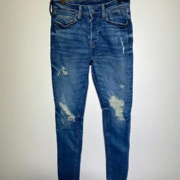 H&M Womens Skinny Coupe Moulante Denim Blue Jeans Size W 28 - Picture 1 of 3